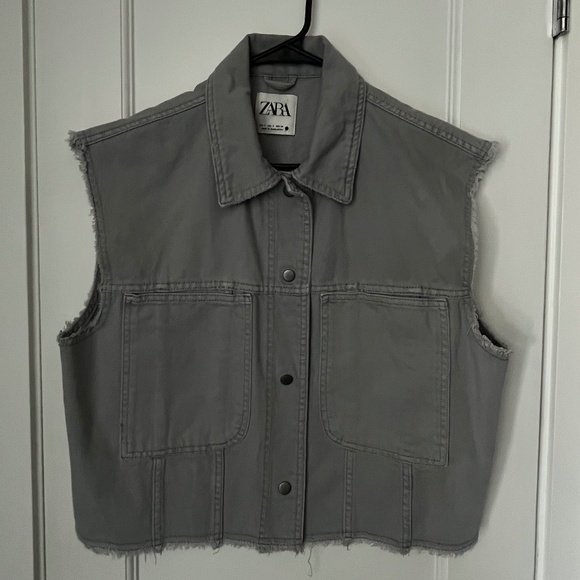 ZARA Grey Denim Vest - Size S - Picture 1 of 4